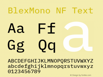 Blex Mono Text Nerd Font Complete Mono Windows Compatible Version 2.000图片样张