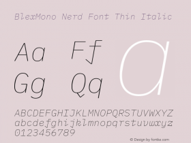 Blex Mono Thin Italic Nerd Font Complete Version 2.000图片样张