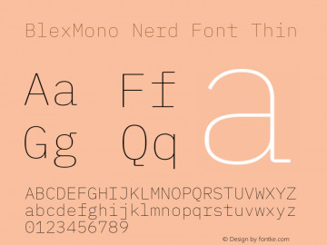 Blex Mono Thin Nerd Font Complete Version 2.000图片样张