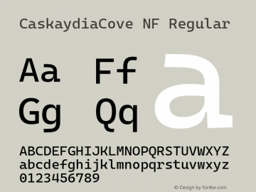 Caskaydia Cove Regular Nerd Font Complete Mono Windows Compatible Version 2007.001图片样张