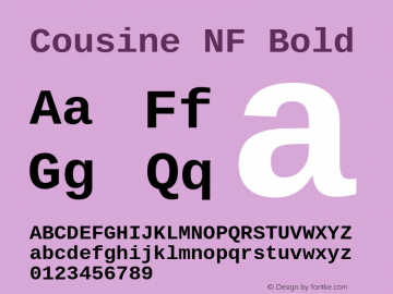 Cousine Bold Nerd Font Complete Windows Compatible Version 1.21图片样张