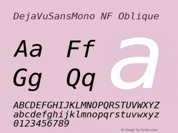 DejaVu Sans Mono Oblique Nerd Font Complete Mono Windows Compatible Version 2.37图片样张