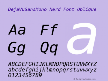DejaVu Sans Mono Oblique Nerd Font Complete Version 2.37图片样张