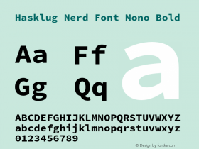 Hasklug Bold Nerd Font Complete Mono Version 2.032;hotconv 1.0.117;makeotfexe 2.5.65602图片样张