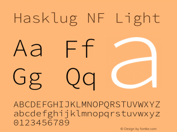Hasklug Light Nerd Font Complete Windows Compatible Version 2.032;hotconv 1.0.117;makeotfexe 2.5.65602图片样张