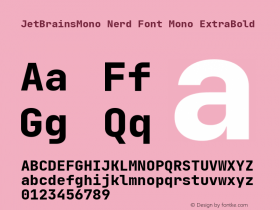JetBrains Mono ExtraBold Nerd Font Complete Mono Version 2.225; ttfautohint (v1.8.3)图片样张