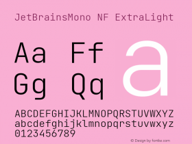 JetBrains Mono ExtraLight Nerd Font Complete Windows Compatible Version 2.225; ttfautohint (v1.8.3)图片样张