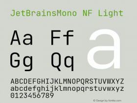 JetBrains Mono Light Nerd Font Complete Mono Windows Compatible Version 2.225; ttfautohint (v1.8.3)图片样张