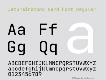 JetBrains Mono Regular Nerd Font Complete Version 2.225; ttfautohint (v1.8.3)图片样张