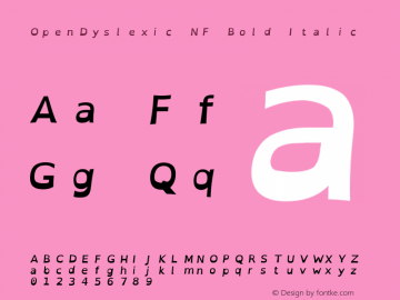 OpenDyslexic Bold Italic Nerd Font Complete Mono Windows Compatible Version 2.001;PS 002.001;hotconv 1.0.70;makeotf.lib2.5.58329图片样张