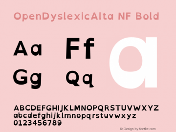 OpenDyslexicAlta Bold Nerd Font Complete Windows Compatible Version 2.001;PS 002.001;hotconv 1.0.70;makeotf.lib2.5.58329图片样张