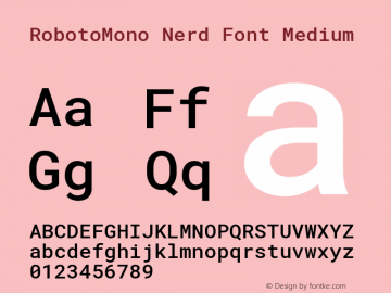 Roboto Mono Medium Nerd Font Complete Version 2.000986; 2015; ttfautohint (v1.3)图片样张
