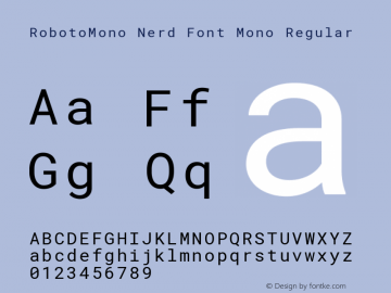Roboto Mono Nerd Font Complete Mono Version 2.000986; 2015; ttfautohint (v1.3)图片样张