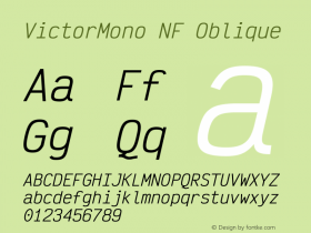 Victor Mono Oblique Nerd Font Complete Mono Windows Compatible Version 1.410图片样张