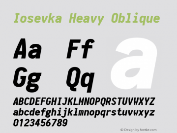 Iosevka Heavy Oblique 1.14.1; ttfautohint (v1.7.9-c794)图片样张