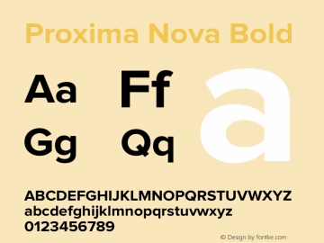 Proxima Nova Bold Version 1.00;December 18, 2018;FontCreator 11.5.0.2427 32-bit图片样张