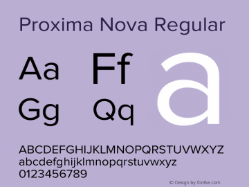 Proxima Nova Regular Version 1.10;December 18, 2018;FontCreator 11.5.0.2427 32-bit图片样张