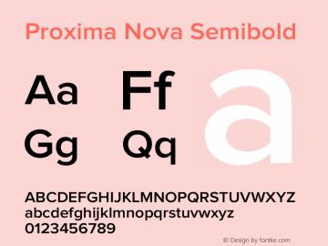 Proxima Nova Semibold Version 1.00;December 18, 2018;FontCreator 11.5.0.2427 32-bit图片样张