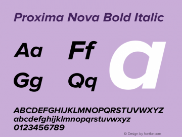 Proxima Nova Bold Italic Version 1.00;December 18, 2018;FontCreator 11.5.0.2427 32-bit图片样张
