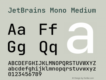 JetBrains Mono Medium Version 2.242; ttfautohint (v1.8.3)图片样张