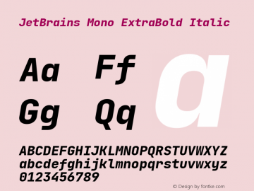 JetBrains Mono ExtraBold Italic Version 2.242; ttfautohint (v1.8.3)图片样张