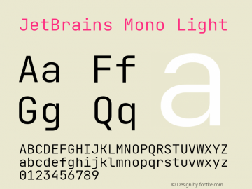 JetBrains Mono Light Version 2.242; ttfautohint (v1.8.3)图片样张