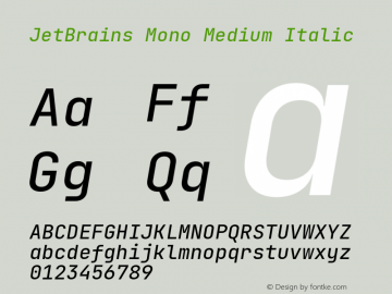 JetBrains Mono Medium Italic Version 2.242; ttfautohint (v1.8.3)图片样张