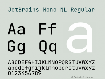 JetBrains Mono NL Regular Version 2.242; ttfautohint (v1.8.3)图片样张