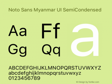Noto Sans Myanmar UI SemiCondensed Version 2.000; ttfautohint (v1.8.3) -l 8 -r 50 -G 200 -x 14 -D mymr -f none -a qsq -X 