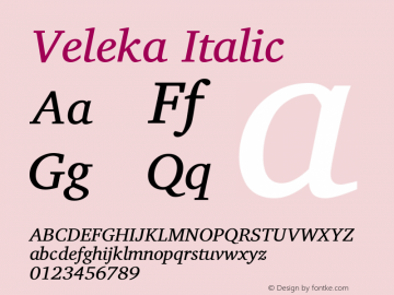 Veleka-Italic Version 1.000图片样张