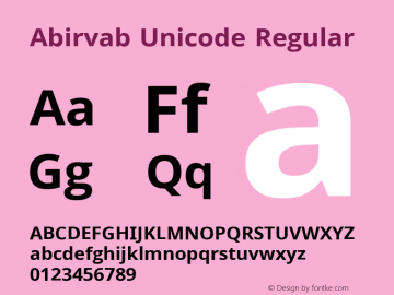 Abirvab Unicode Version 1.00;July 8, 2021;FontCreator 12.0.0.2522 64-bit图片样张