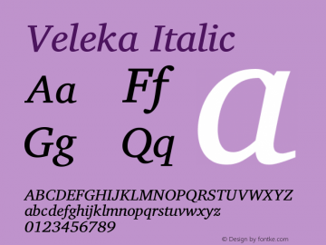 Veleka-Italic Version 1.000图片样张