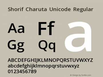 Shorif Charuta Unicode Version 2.00;July 24, 2021;FontCreator 12.0.0.2522 64-bit图片样张