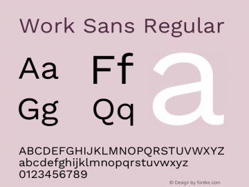 Work Sans Regular Version 2.011图片样张
