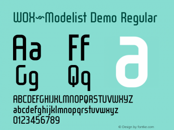 WOX~Modelist Demo Version 1.00;December 29, 2020;FontCreator 13.0.0.2683 64-bit图片样张