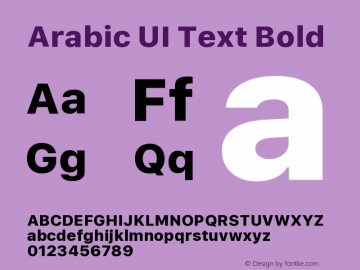 Arabic UI Text Bold Version 2.00 February 20, 2018图片样张