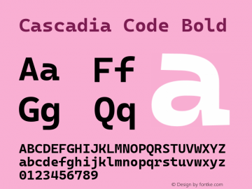 Cascadia Code Bold Version 2009.022; ttfautohint (v1.8.3)图片样张