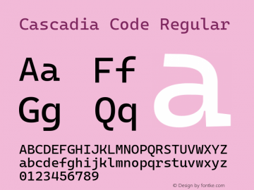 Cascadia Code Regular Version 2009.022; ttfautohint (v1.8.3)图片样张