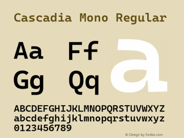 Cascadia Mono SemiBold Version 2009.022; ttfautohint (v1.8.3)图片样张