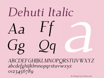Dehuti Italic Version 1.2图片样张