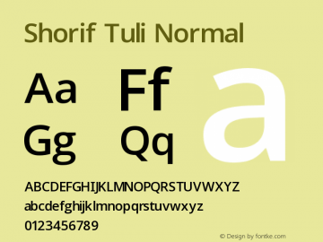 Shorif Tuli Normal Version 1.026;April 4, 2019;FontCreator 11.5.0.2427 64-bit图片样张