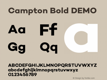 Campton Bold DEMO Version 1.000;PS 001.000;hotconv 1.0.70;makeotf.lib2.5.58329图片样张