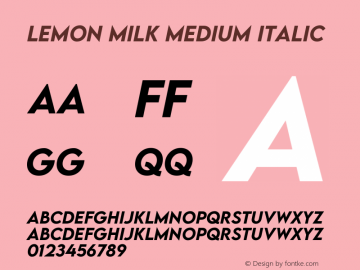 LEMON MILK Medium Italic Version 1.000;hotconv 1.0.109;makeotfexe 2.5.65596图片样张