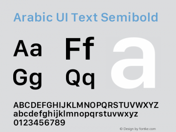 Arabic UI Text Semibold Version 2.00 October 7, 2017图片样张