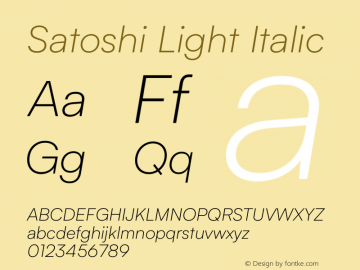 Satoshi Light Italic Version 2.000图片样张