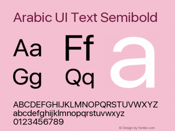 Arabic UI Text Semibold Version 2.00 October 7, 2017图片样张