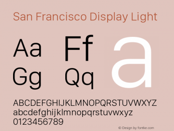 SanFranciscoDisplay-Light 10.0d27e2--BETA图片样张