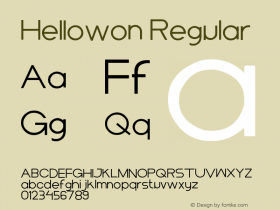 Hellowon Version 1.00;August 20, 2021;FontCreator 13.0.0.2683 32-bit图片样张