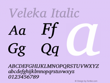 Veleka-Italic Version 1.000图片样张