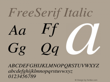 Free Serif Italic Version $Revision: 1.235 $图片样张